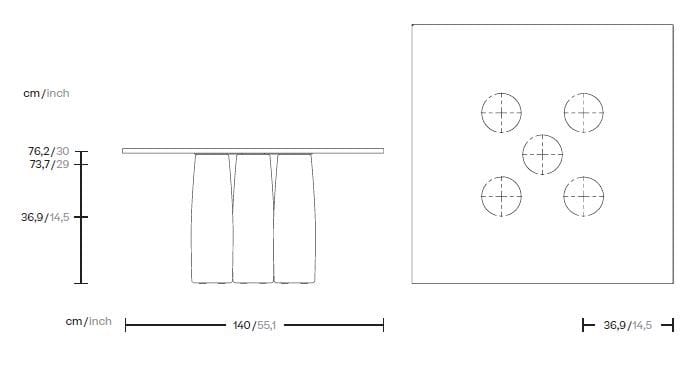 Квадратный обеденный стол из камня Minera Kettal колоннада ARCH-00062155 - Вид №2