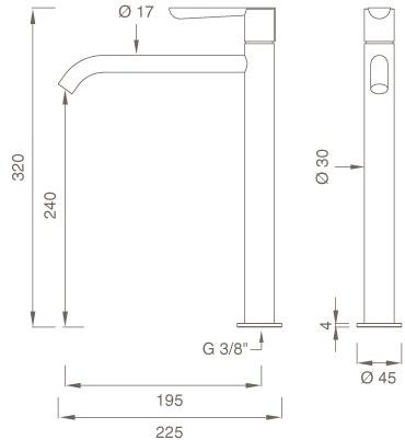 Ceadesign Смеситель для раковины, однорычажный, настольный, из нержавеющей стали Lutezia plus Ltz 17 - Вид №1