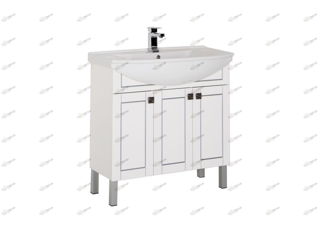 Тумба с раковиной Aquanet Честер 85 белый/серебро 0018638700185346