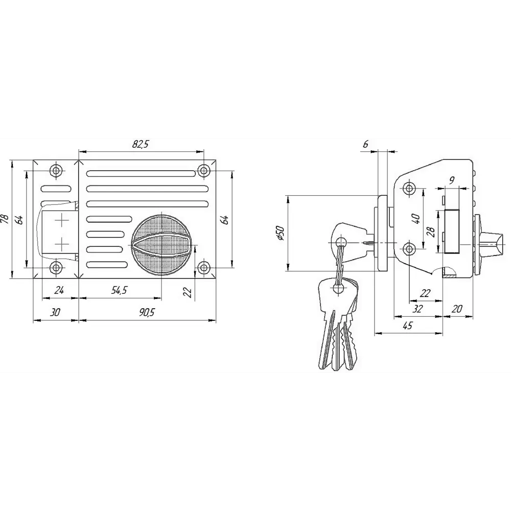 Замок накладной ЗЕНИТ ЗН1-2.1 для деревянных дверей в медном исполнении 82490902 STLM-0028442 - Вид №4