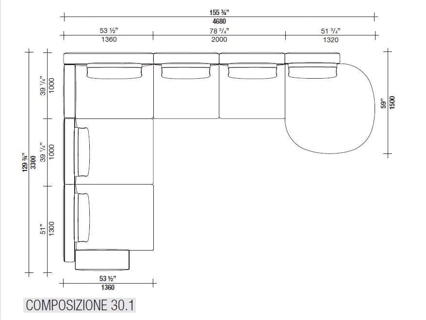 Угловой диван из ткани с полуостровом Lema Venise ARCH-00125173 - Вид №51