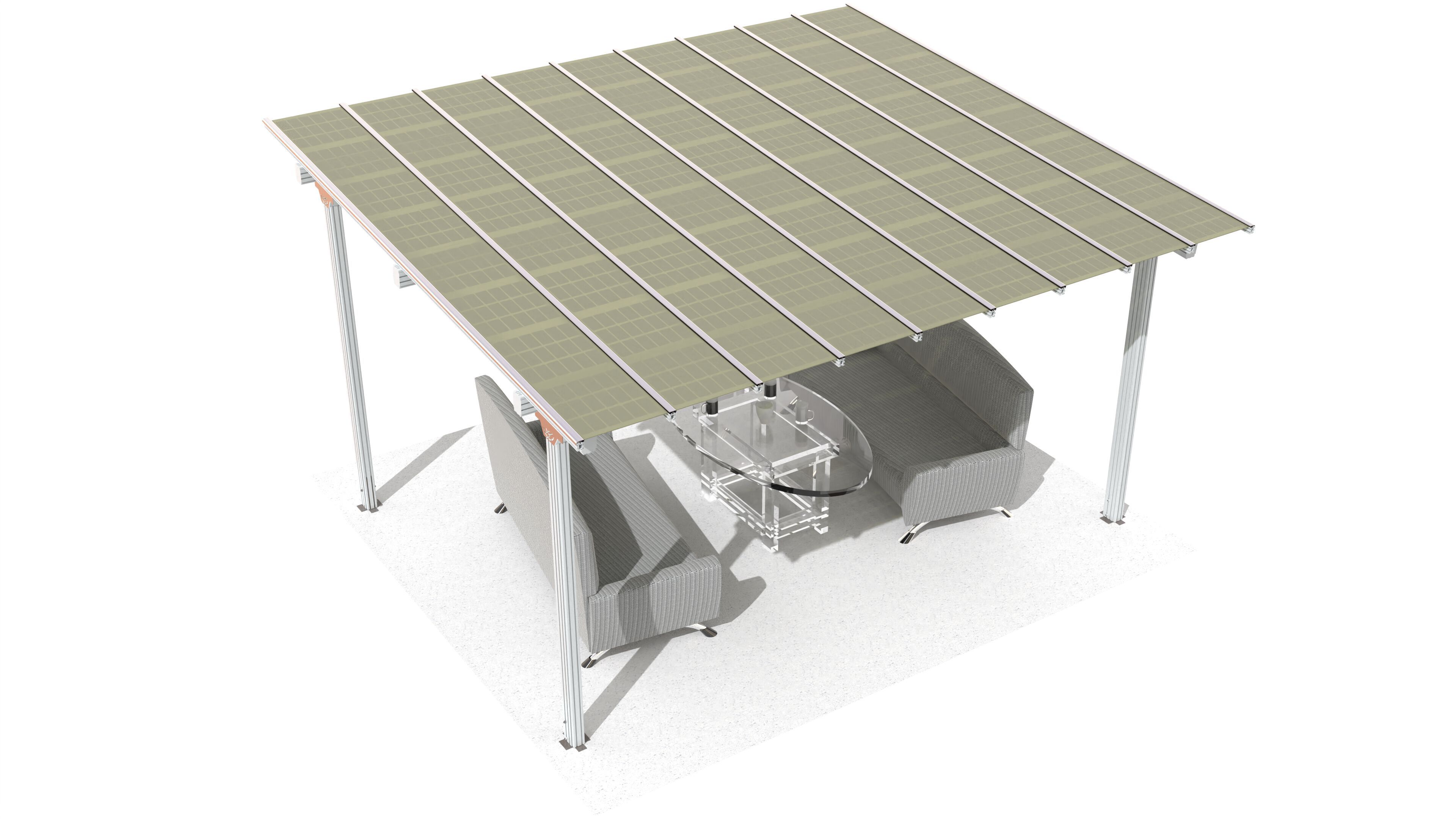 Алюминиевый навес с фотоэлектрическими модулями ECOBEL PensiTHIN-K ARCH-00057036 - Вид №1