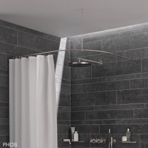 DSB300-1200 Квадрант штанги для душевой занавески с радиусом дуги 30 см, 120 x 120 см PHOS