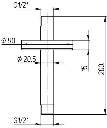 Потолочный крепеж для душа круглый Paini 50PZ744T620BI, 200мм, чёрный матовый PVD  - Вид №1