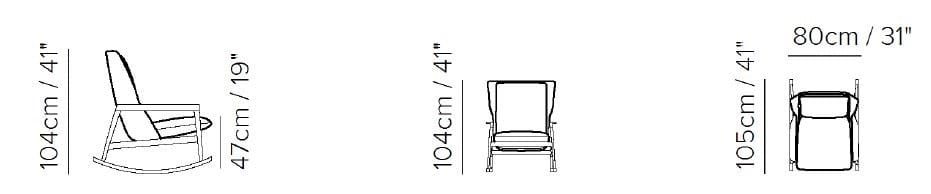 Кресло-качалка из ткани и кожи с подлокотниками и высокой спинкой Natuzzi Italia MARGARET ARCH-00144759 - Вид №2