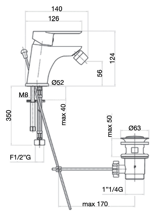 SE840102740 Смеситель на биде Sax Evolution , белый Webert Pegaso - Вид №1