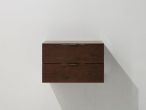 Горизонтальный настенный шкаф из дуба с ящиками