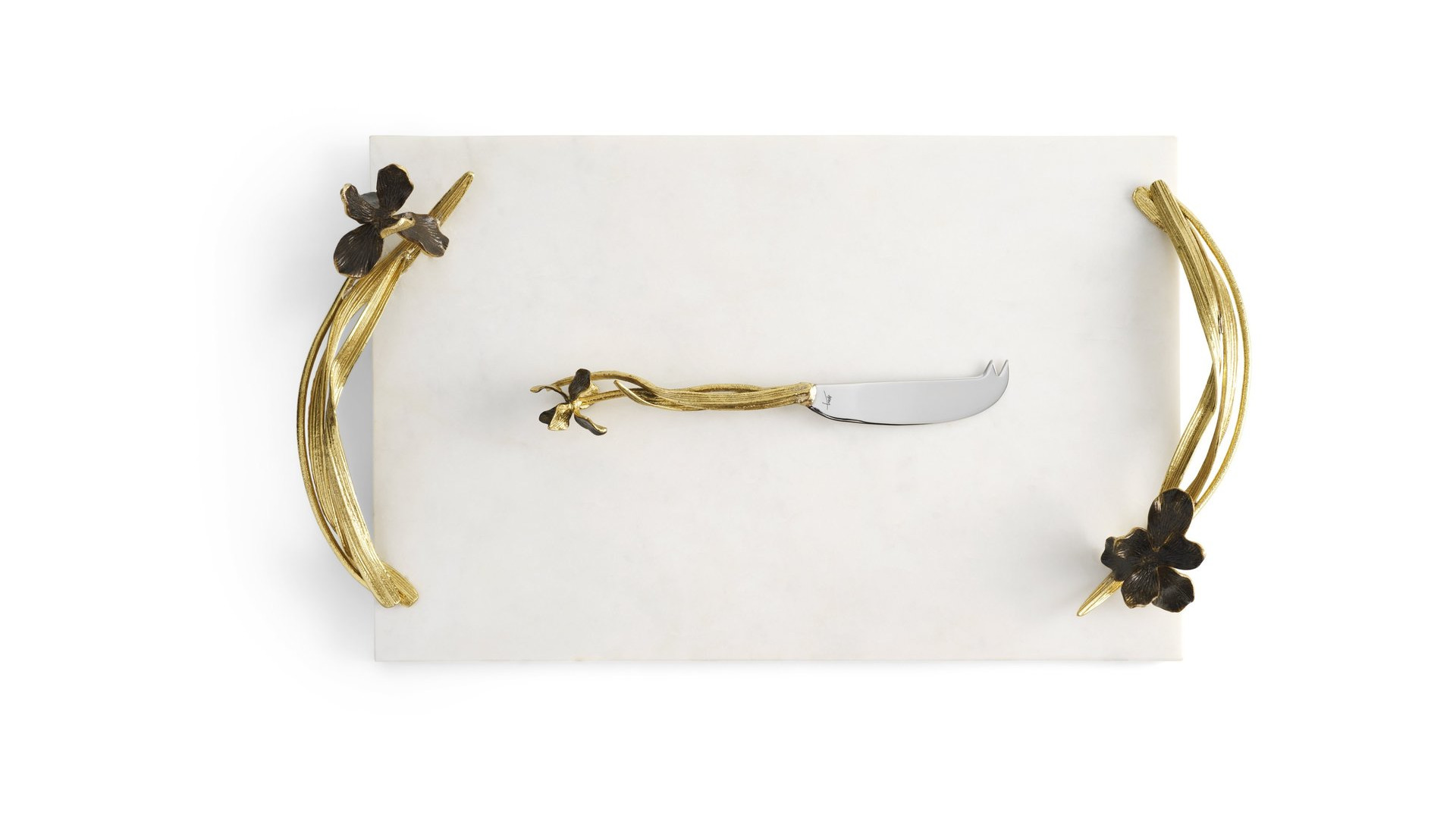 10663682 Michael Aram Доска для сыра с ножом Michael Aram Черный ирис 47х25см, мрамор Мрамор  - Вид №2