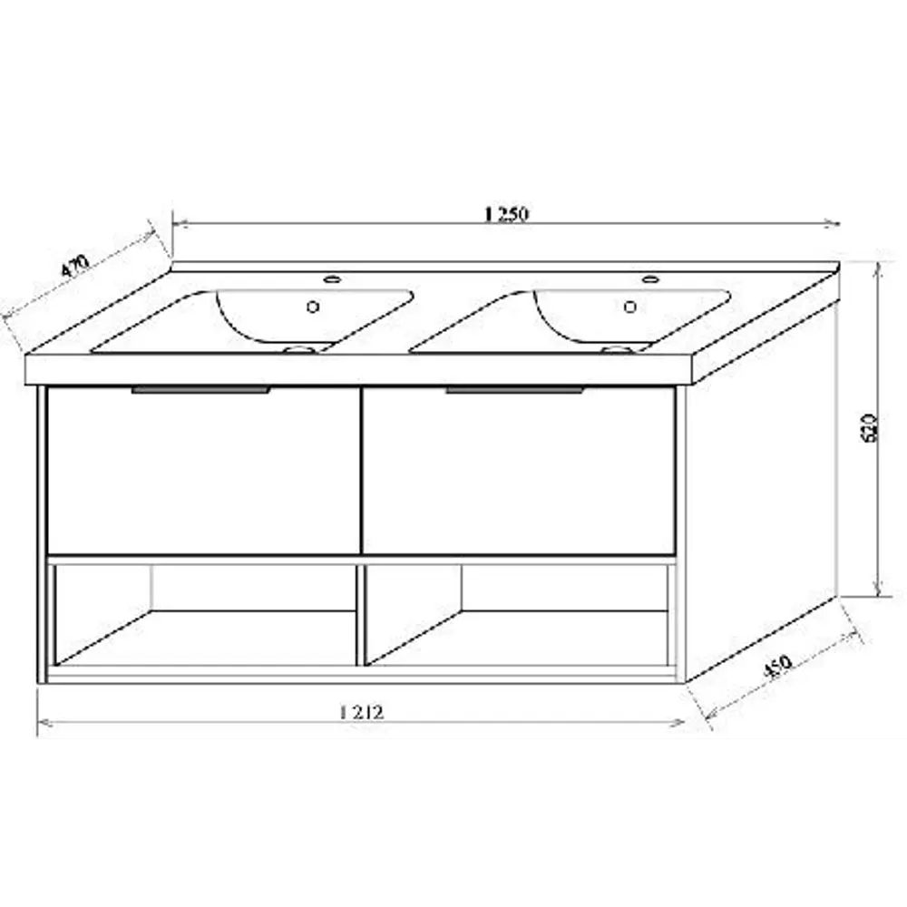 Тумба под раковину подвесная «Дана» 125 см цвет серый цемент SANFLOR STLM-2010736 - Вид №2