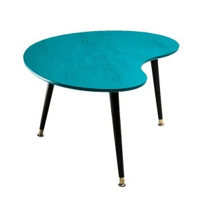 Журнальный столик с черными ножками бирюзовый "Почка" WOODI  00-3966160 Голубой