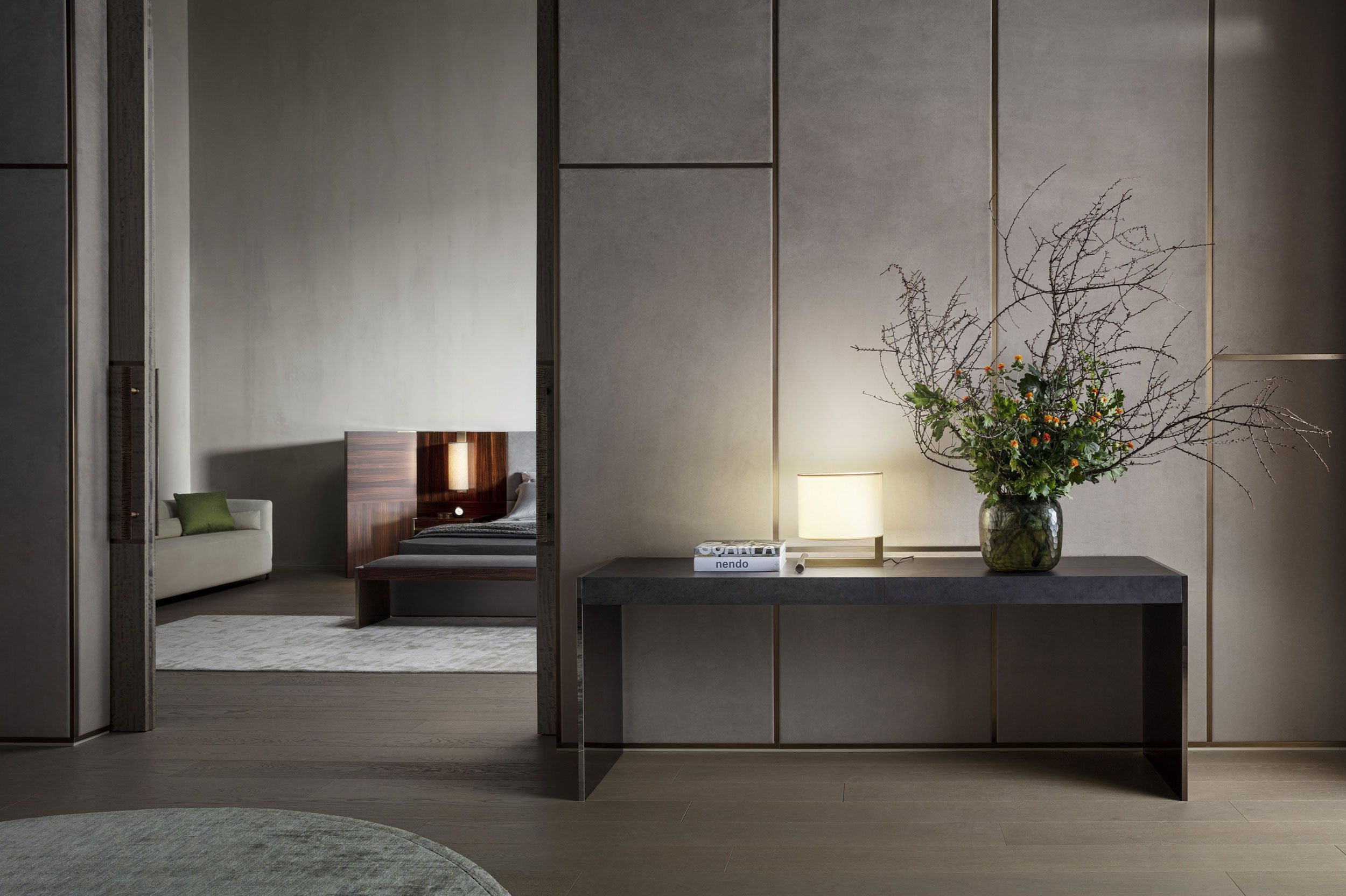 Кожаный и деревянный изголовье для двуспальной кровати OAK Metronome ARCH-00110756 - Вид №4