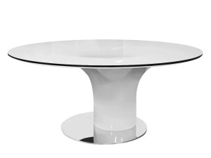 Круглый обеденный стол со стеклянной столешницей