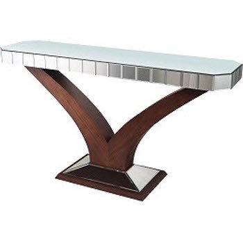 Консоль зеркальная с деревянной фигурной ножкой Elmire RVASTLEY PUSHA 060943 Зеркальный;коричневый  - Вид №1