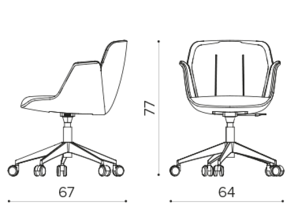 HV 409C Кресло с 5-спицевым поворотным основанием из алюминия на колесиках True Design Hive - Вид №1