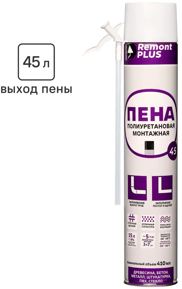 REMONT PLUS Профессиональная монтажная пена 45 всесезонная 410 мл 83580367