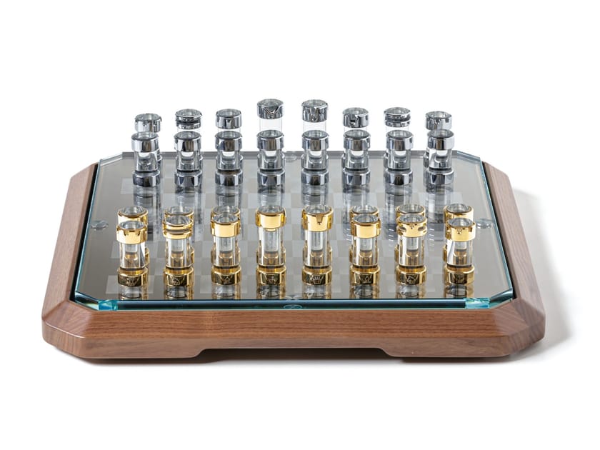 Шахматная доска из массива грецкого ореха и закаленного стекла Teckell STRATEGO ARCH-00129844