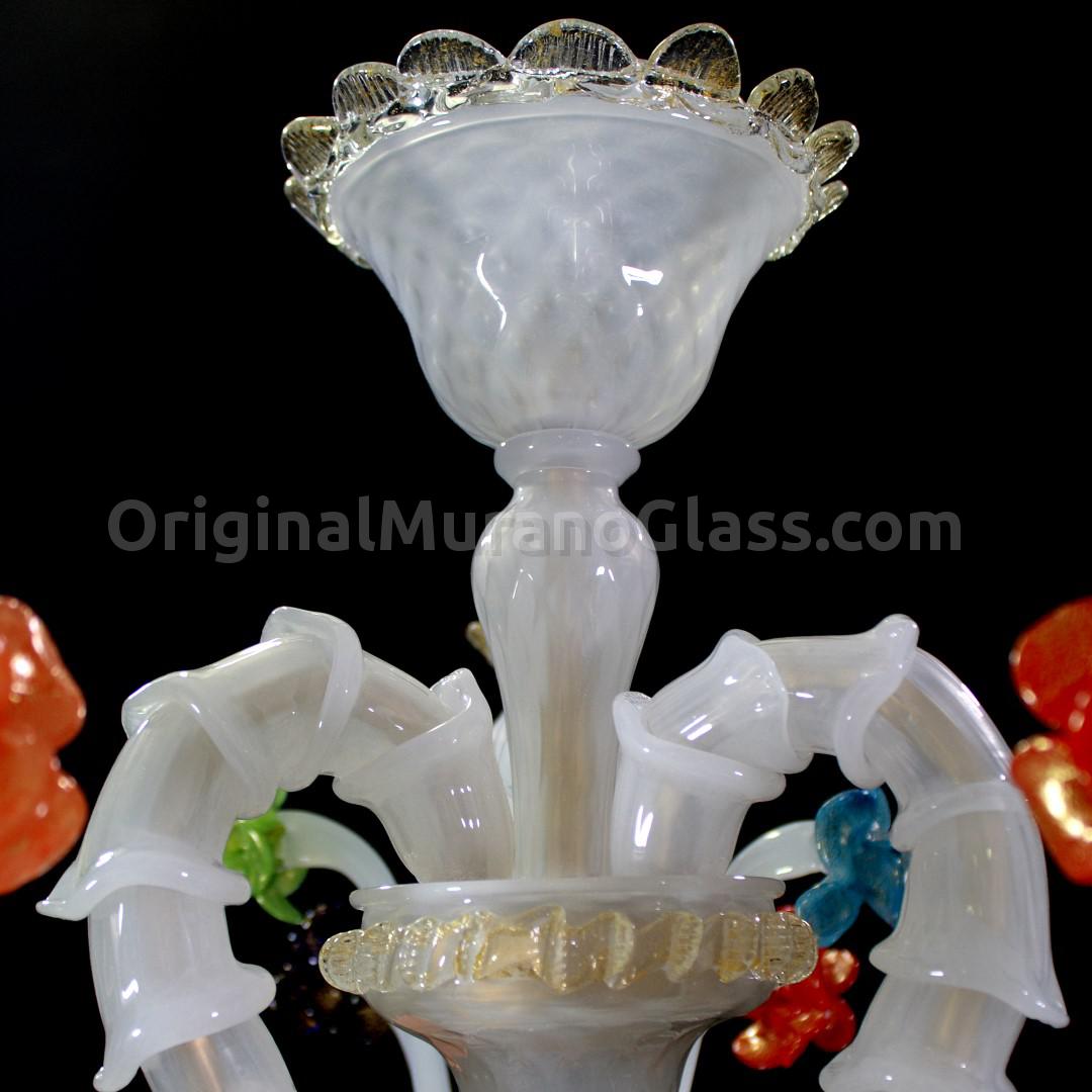 1068 ORIGINALMURANOGLASS Люстра Фиорентина на 6 лампочек - Реццонико - белое муранское стекло OMG  см CLASSICO - Вид №1