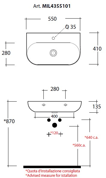 Подвесная раковина настенная овальная Olympia Ceramica Milady белая sun-id-1357246 - Вид №7