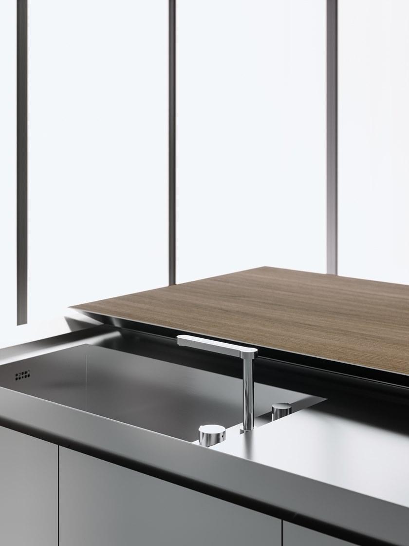 Boffi Кухня из нержавеющей стали и дерева с островом sun-id-1425941 - Вид №5