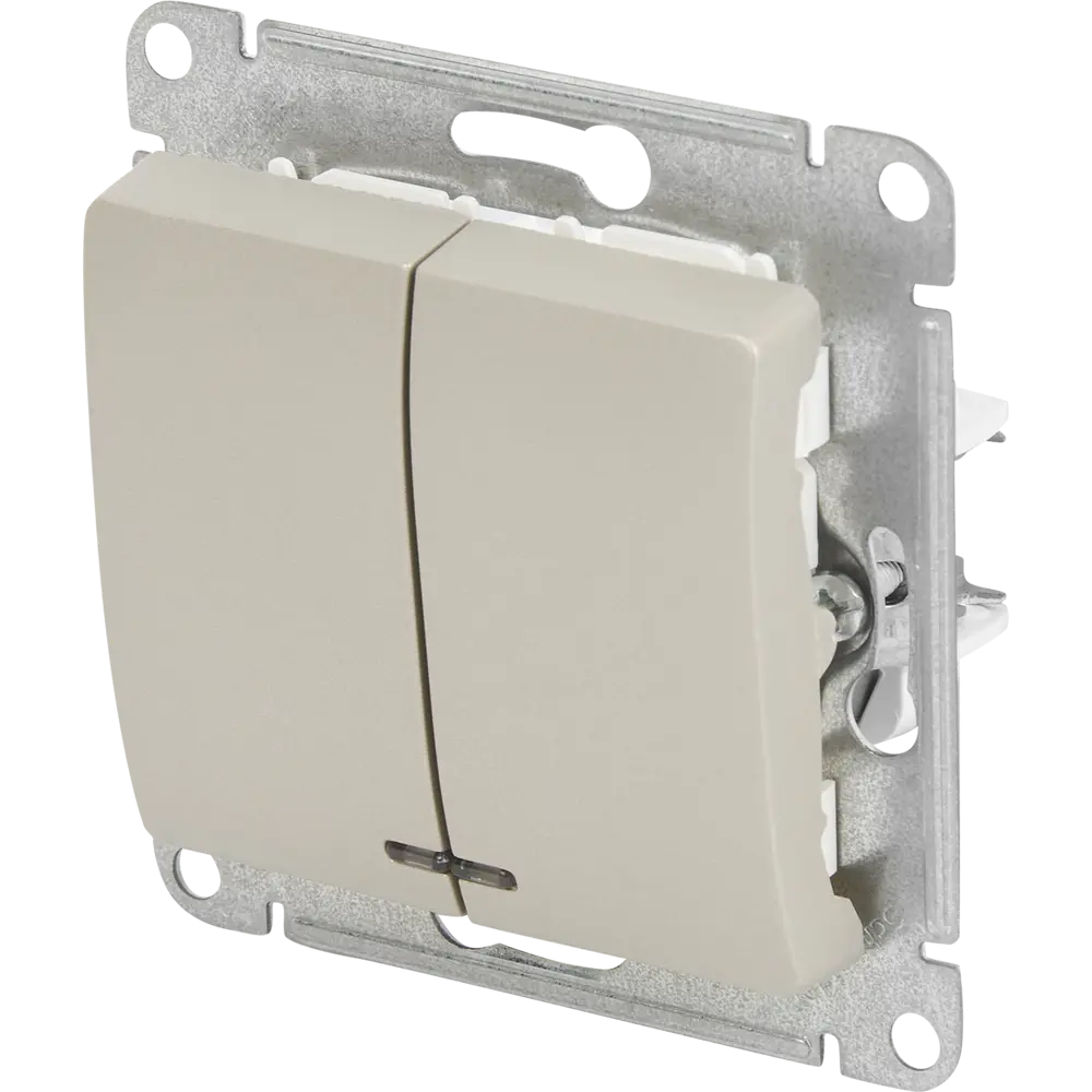 Выключатель проходной встраиваемый Systeme Electric Glossa СХ5А 2 клавиши с подсветкой цвет платиновый STLM-2013189 - Вид №1