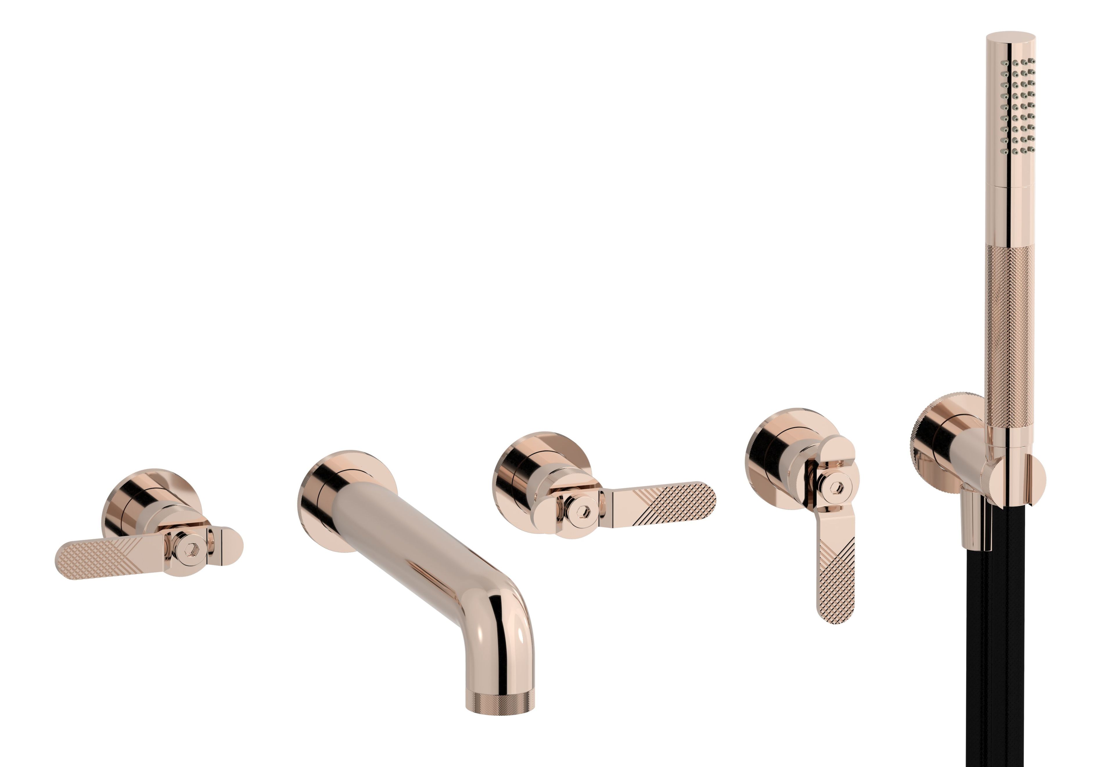 Настенный смеситель для ванны с 5 отверстиями и ручным душем IB Bold ARCH-00142517 - Вид №16