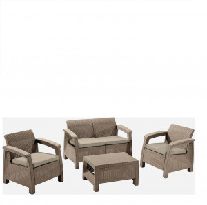 Yalta 2set AFM-1020B Beige/Cappuccino Комплект мебели с диваном (имитация ротанга) 4Pcs Afina