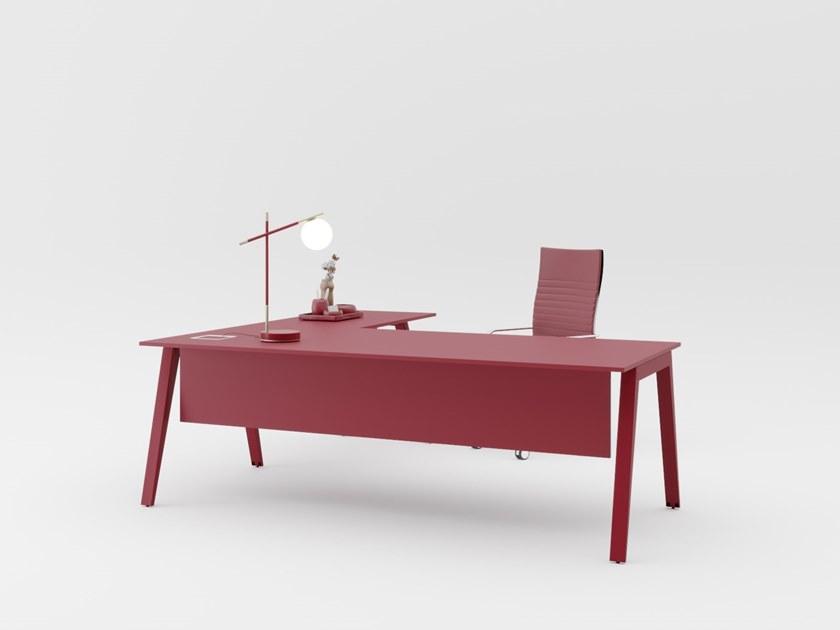 PROF Рабочий стол из дерева с системой управления кабелями Dodici sun-id-1491140 - Вид №2