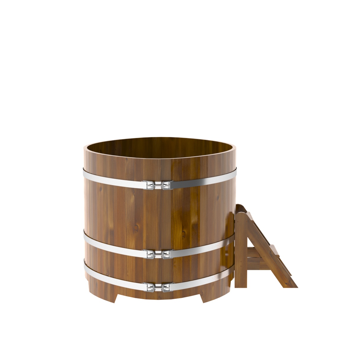 2295 Купель овальная из лиственницы Рустик 1,15х1,83х1,0 морёная Alyarus  - Вид №3