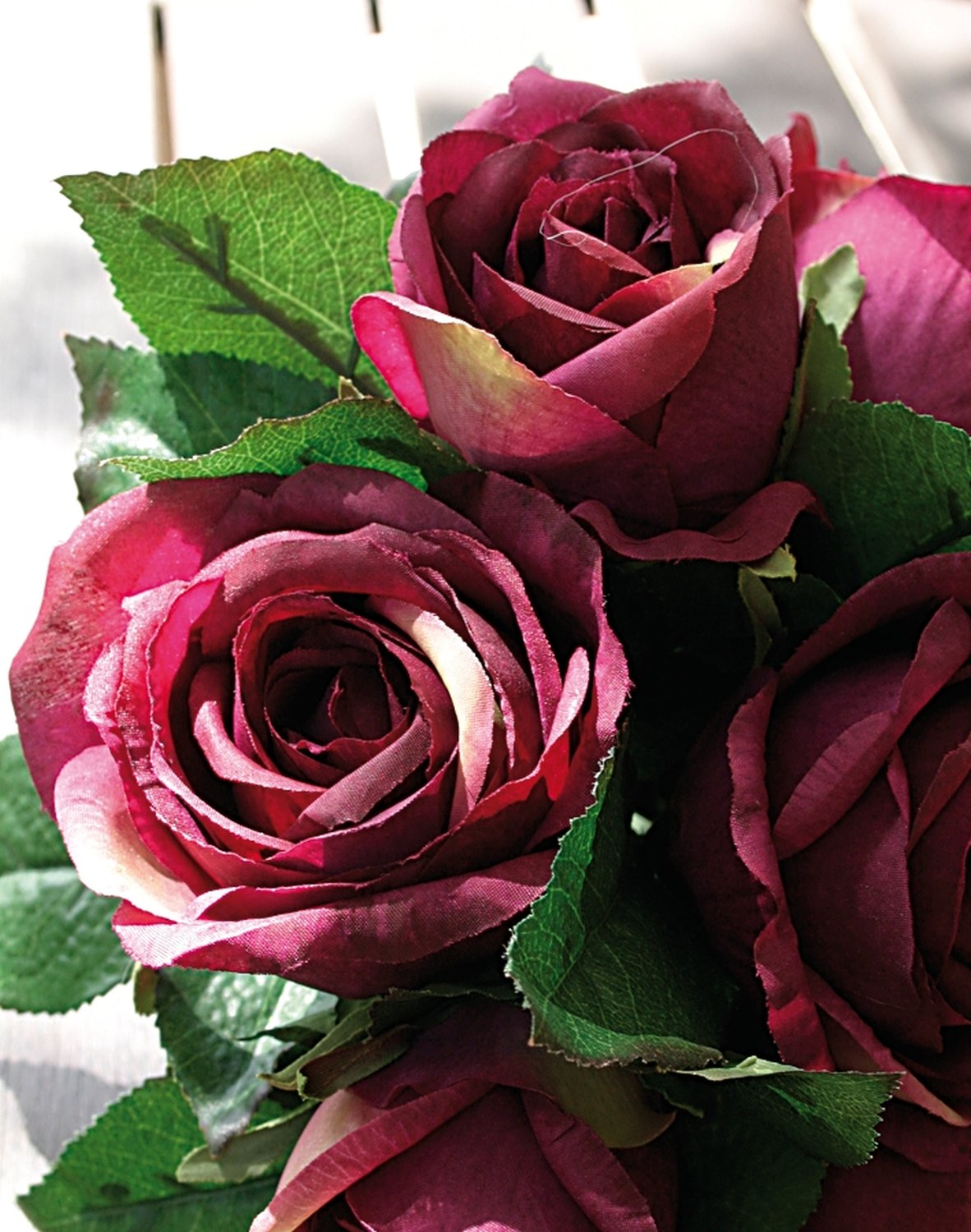 2669 442 a3 Искусственный букет роз, 7-цветков, 25 см, бордовый H-andreas 