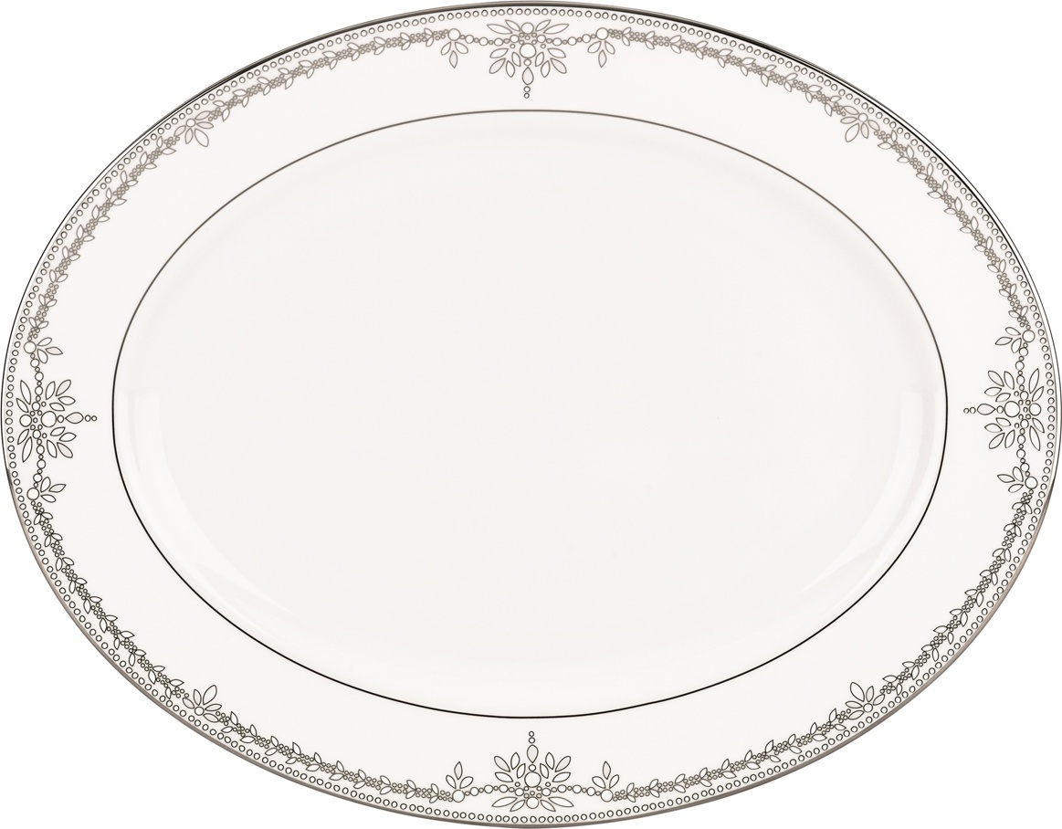10588414 Lenox Блюдо овальное Lenox "Королевский жемчуг" 40,5см (белое) Фарфор костяной 