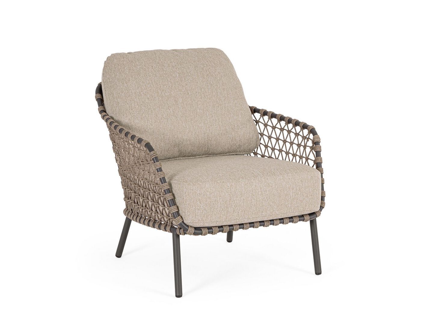 Веревочное и тканевое садовое кресло с подлокотниками BIZZOTTO Ivissa ARCH-00152948