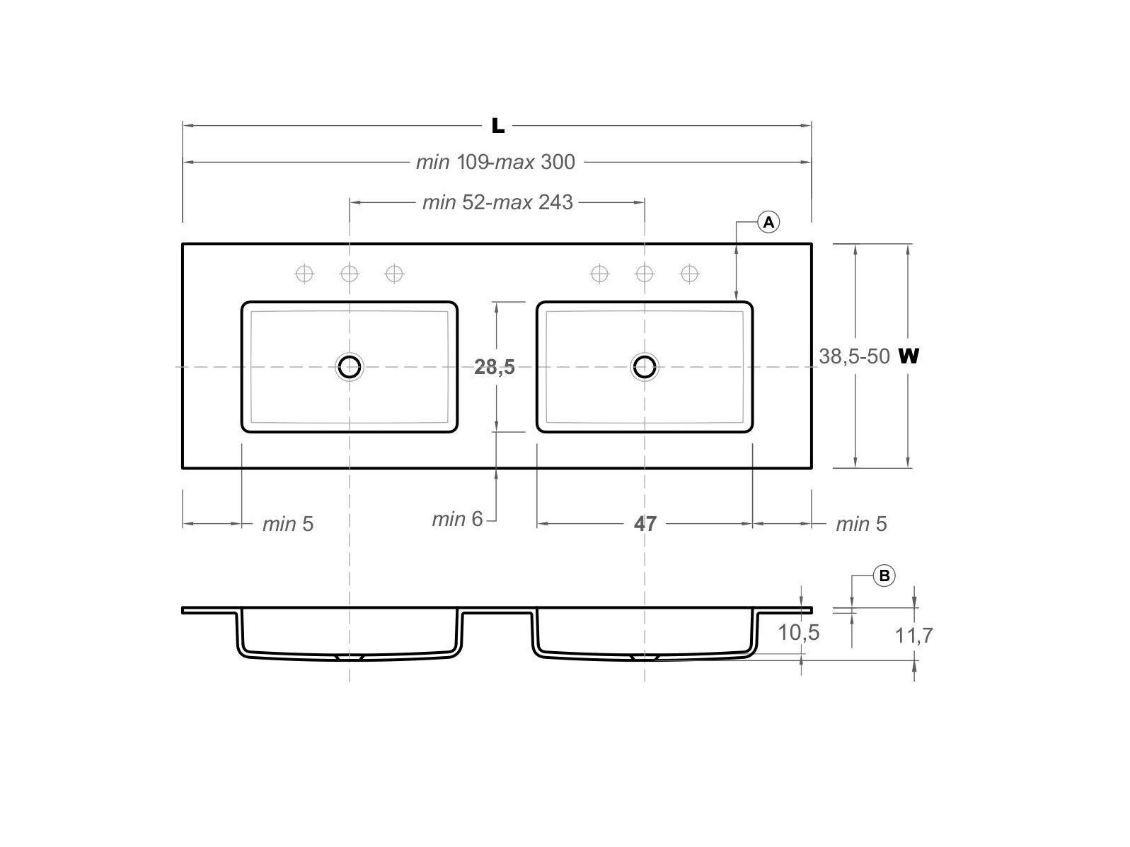 Столешница со встроенной раковиной Inbani H2 ARCH-00051906 - Вид №3