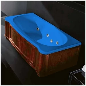 Ванна Gruppo treesse New Classic Young STD-V6747-SX-WO-G голубая с гидромассажем прямоугольная левая деревянная панель орех
