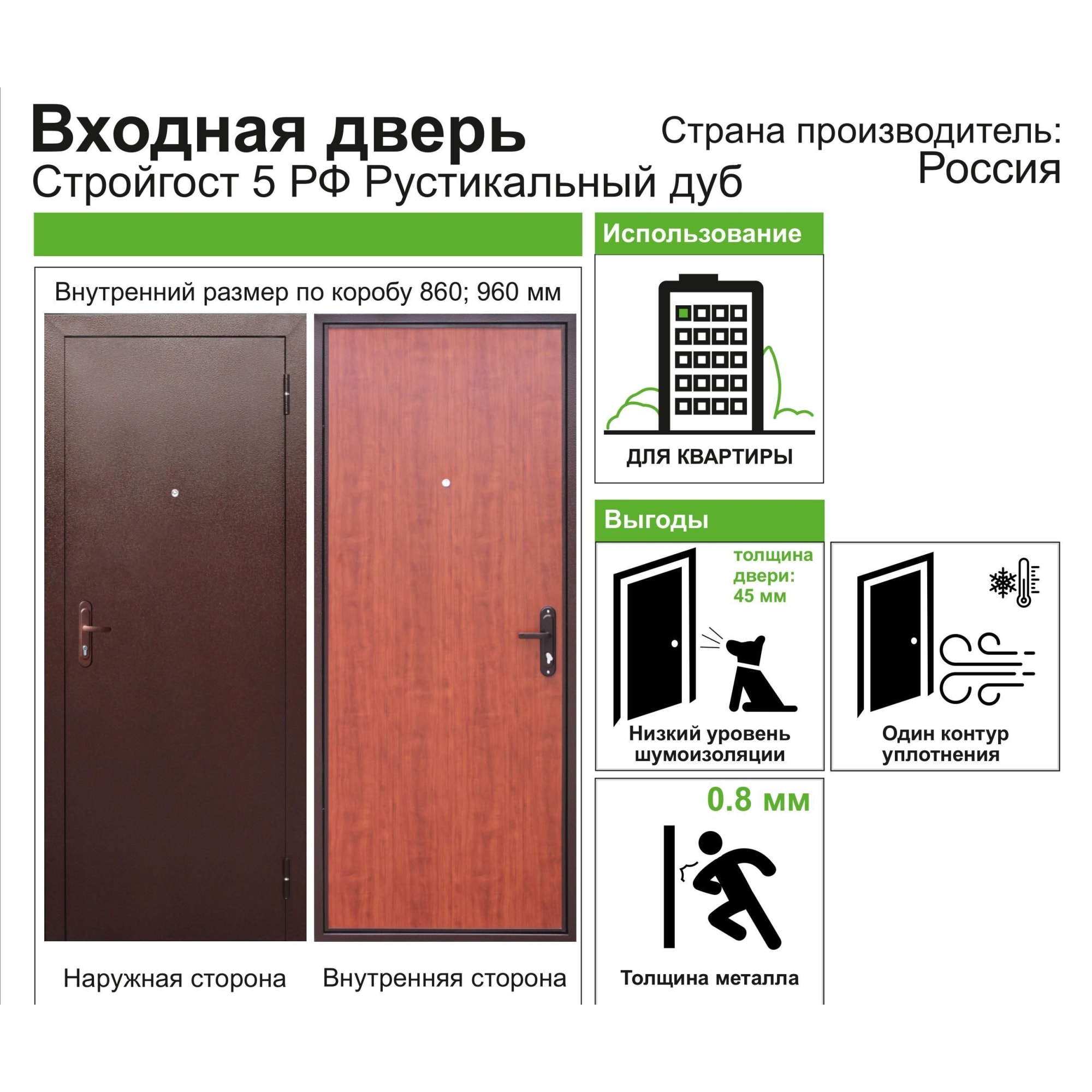 82127927 Дверь входная металлическая Стройгост 5, 860 мм, левая, цвет рустикальный дуб Santreyd  - Вид №8