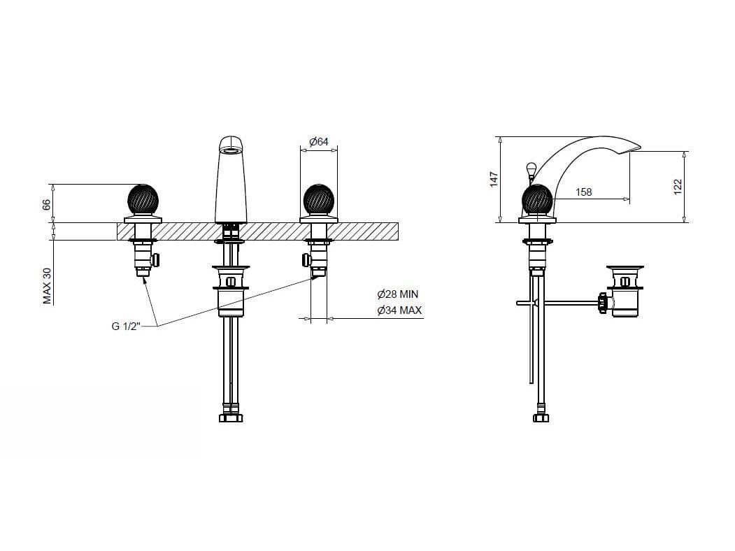 Смеситель для раковины из хромированной латуни Bugnatese Axo ARCH-00110642 - Вид №1