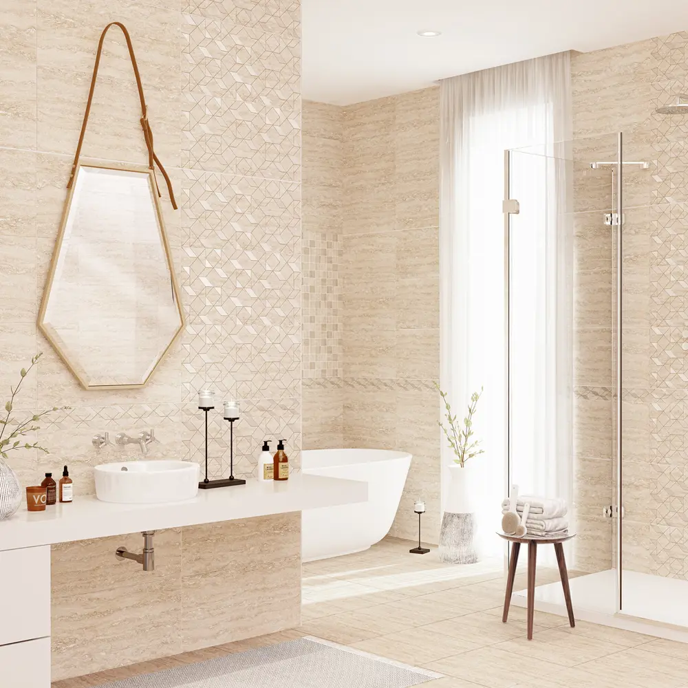 Декор настенный Azori Ascoli Diamond 31.5x63 см матовый камень цвет бежевый 82604071 STLM-2113963 - Вид №5