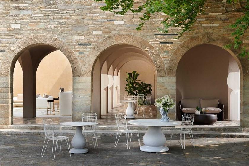 SLIDE Круглый стол из полиэтилена и столешница из hpl с эффектом мрамора sun-id-1360509 - Вид №7