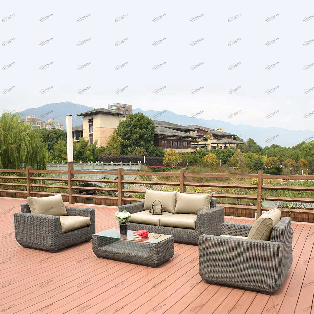 Мебель из ротанга, столик, кресла и диван, серые на 4 персоны AFINA  00-3860468 Серая 