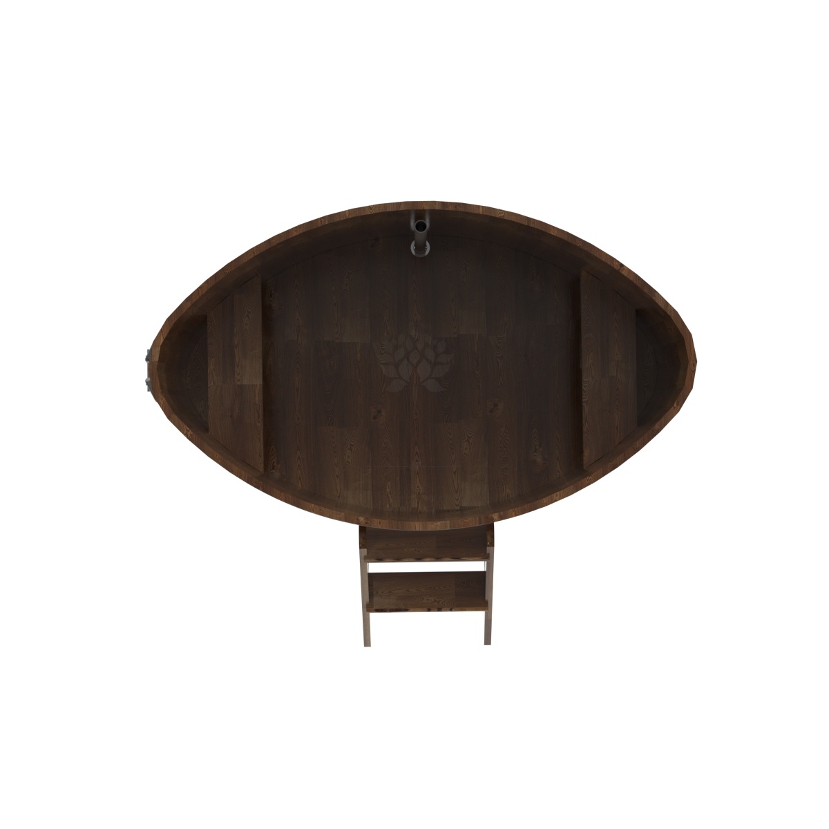 1531 Купель овальная из сращенных ламелей лиственницы 1,02х1,68х1,1 морёная Alyarus  - Вид №4