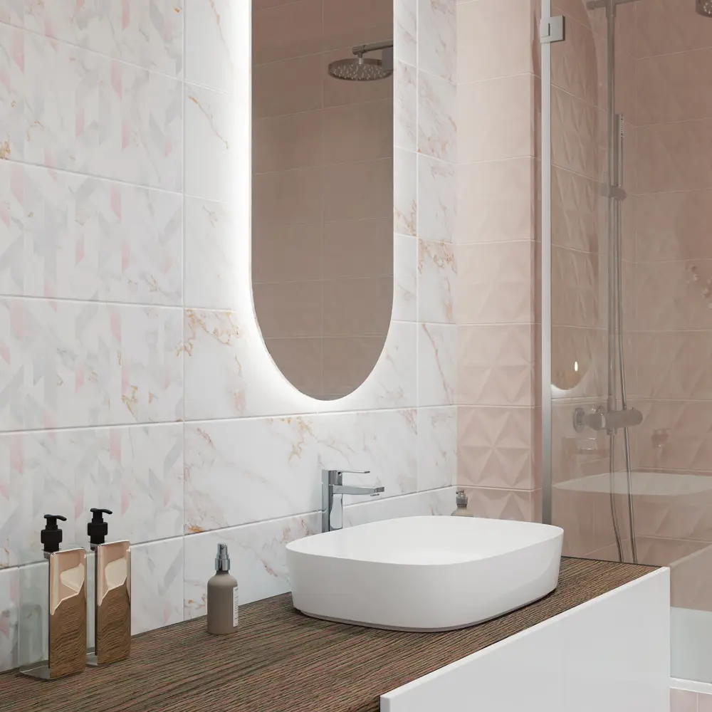 Плитка настенная KREAFORTA Mersey Monor 20x40 см 1.2 м² матовый цвет розовый 89405706 STLM-2092545 - Вид №6