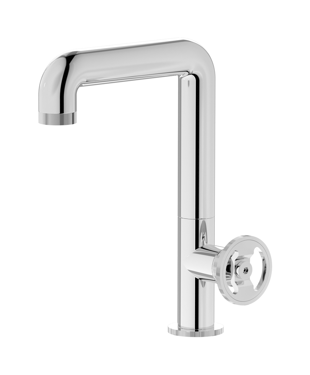 Высокий смеситель для раковины на 1 отверстие в комплекте с донным клапаном WE ARE IB b1202cc Chrome Bold