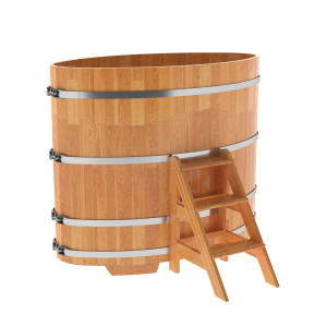 1516 Купель овальная из сращенных ламелей лиственницы 0,92х1,66х1,4 натуральная Alyarus