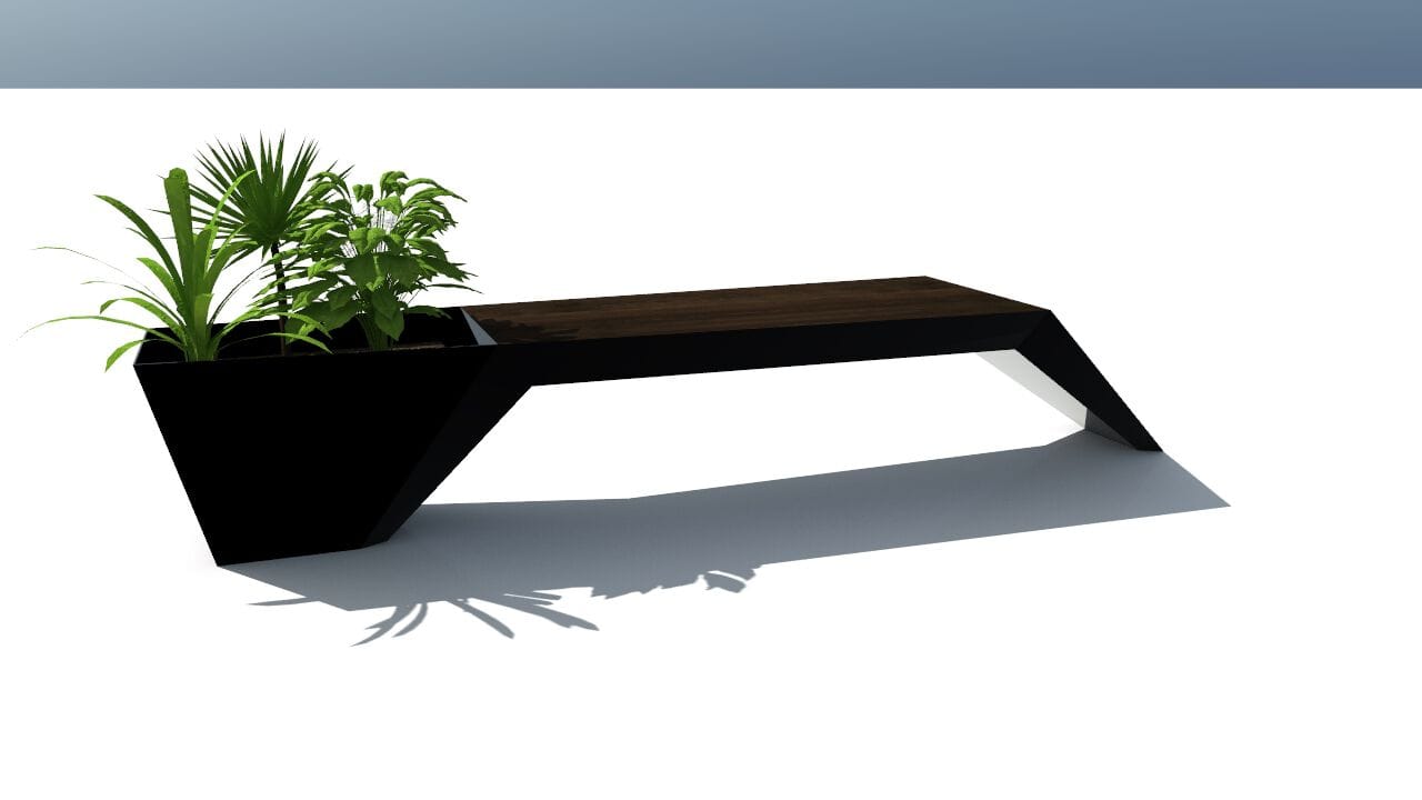 Скамейка из дерева и листового металла со встроенной плантатором без спинки CITYSì URBAN ARCH-00044158 - Вид №13