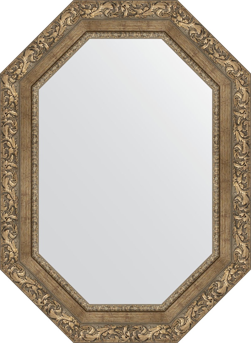BY 7157 Зеркало в багетной раме - виньетка античная латунь 85 mm EVOFORM Octagon