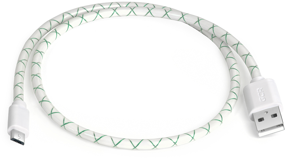 GCR-UA9MCB3-BD-2.0m кабель 2a 2.0m usb 2.0, am/microb 5pin, бело-зеленый, белые коннекторы, 28/24 awg, поддержка функции быстрой зарядки, морозостойкий Greenconnect Santreyd  - Вид №3