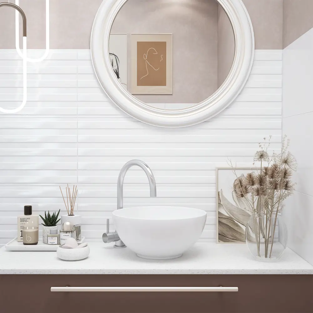 Плитка настенная Керамин Сага 7 90x30 см 1.35 м² цвет белый STLM-2075635 - Вид №4