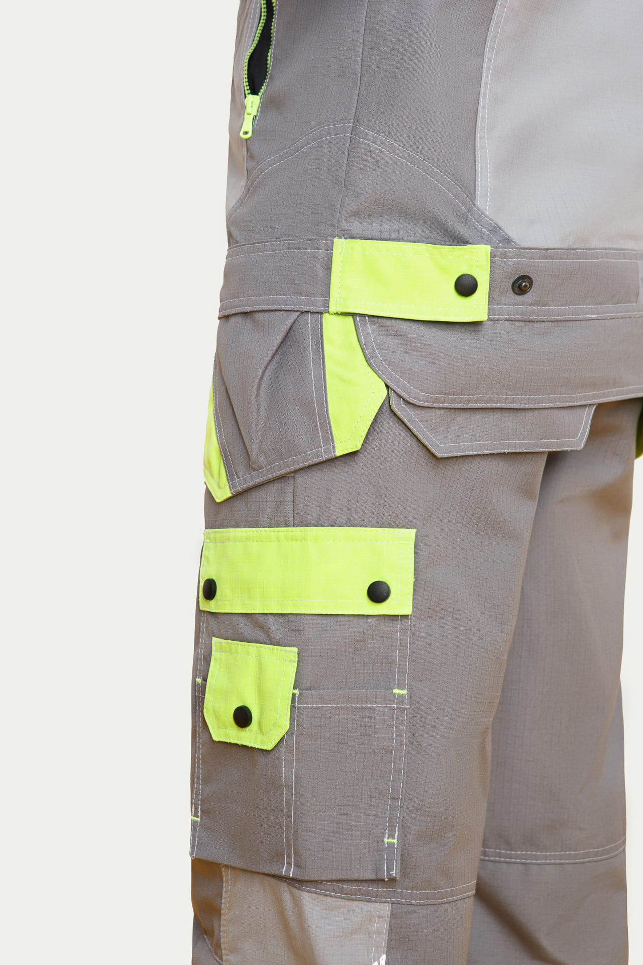 68818 Костюм "Прогресс" темно-серый светло-серый с лимонным  Летняя спецодежда  размер 52-54/182-188  - Вид №16