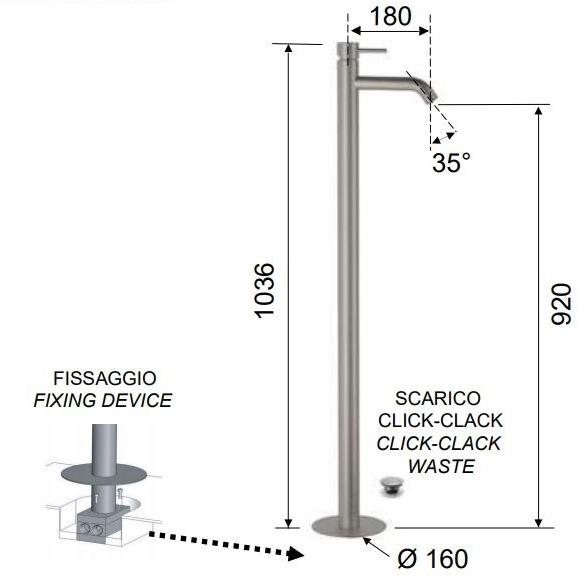 Remer Rubinetterie Смеситель для умывальника из нержавеющей стали X style inox Ss x 18 - Вид №1