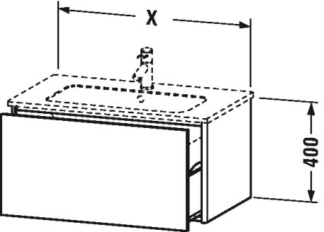 XS407101818 Тумбочка подвесная XSquare #XS4071 610 x 478 мм Белый матовый, декор Duravit - Вид №3