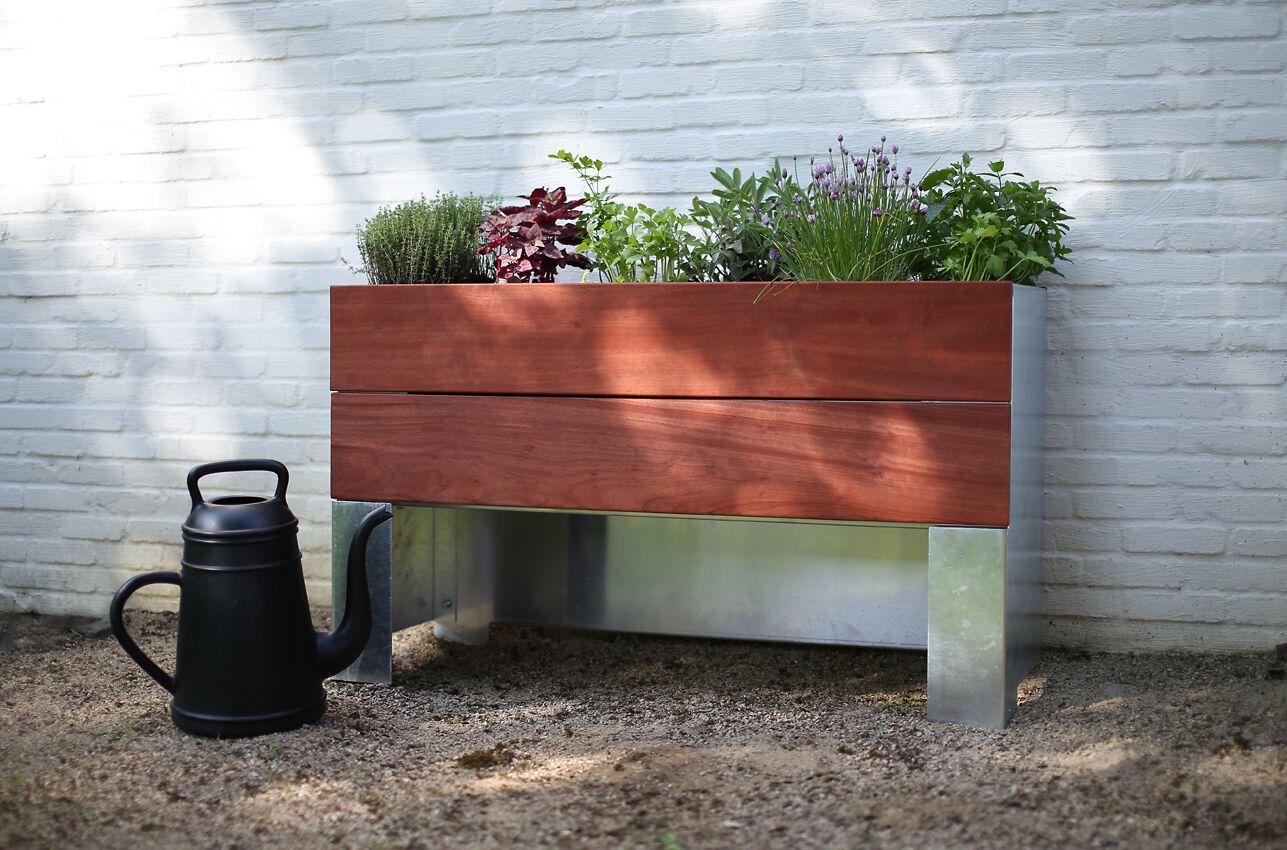 Прямоугольная алюминиевая и деревянная плантатор TRADEWINDS 1/2 CULT ARCH-00110345 - Вид №9